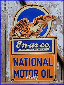 Vintage Enarco Porcelain Sign National Motor Oil Service Eagle Automotive Lube