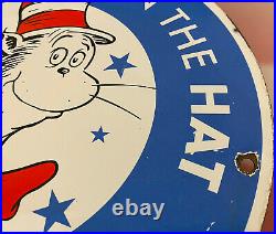 Vintage Esso Gasoline Porcelain Sign Dr. Seuss Gas Station Pump Plate Motor Oil