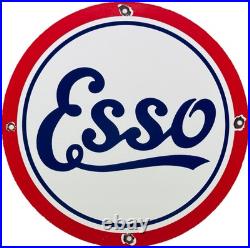 Vintage Esso Gasoline Porcelain Sign Gas Station Pump Plate Motor Oil Service Vintage Esso Gasoline Porcelain Sign Gas Station Pump Plate Motor Oil Service