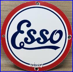 Vintage Esso Gasoline Porcelain Sign Gas Station Pump Plate Motor Oil Service Vintage Esso Gasoline Porcelain Sign Gas Station Pump Plate Motor Oil Service