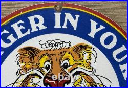 Vintage Esso Gasoline Porcelain Sign Gas Station Pump Plate Motor Oil Service