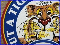 Vintage Esso Gasoline Porcelain Sign Gas Station Pump Plate Motor Oil Service