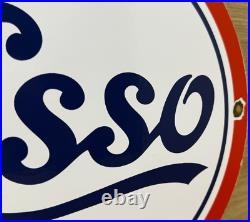 Vintage Esso Gasoline Porcelain Sign Gas Station Pump Plate Motor Oil Service Vintage Esso Gasoline Porcelain Sign Gas Station Pump Plate Motor Oil Service