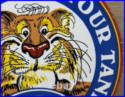 Vintage Esso Gasoline Porcelain Sign Gas Station Pump Plate Motor Oil Service