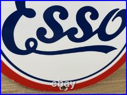 Vintage Esso Gasoline Porcelain Sign Gas Station Pump Plate Motor Oil Service Vintage Esso Gasoline Porcelain Sign Gas Station Pump Plate Motor Oil Service