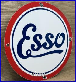 Vintage Esso Gasoline Porcelain Sign Gas Station Pump Plate Motor Oil Service Vintage Esso Gasoline Porcelain Sign Gas Station Pump Plate Motor Oil Service