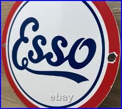 Vintage Esso Gasoline Porcelain Sign Gas Station Pump Plate Motor Oil Service Vintage Esso Gasoline Porcelain Sign Gas Station Pump Plate Motor Oil Service