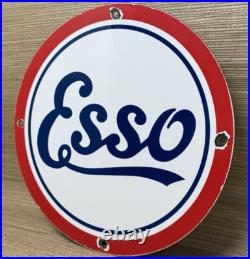 Vintage Esso Gasoline Porcelain Sign Gas Station Pump Plate Motor Oil Service Vintage Esso Gasoline Porcelain Sign Gas Station Pump Plate Motor Oil Service