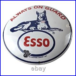 Vintage Esso Gasoline Porcelain Sign Motor Oil Pump Advertising Convex Sign