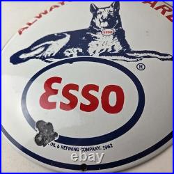 Vintage Esso Gasoline Porcelain Sign Motor Oil Pump Advertising Convex Sign