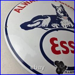 Vintage Esso Gasoline Porcelain Sign Motor Oil Pump Advertising Convex Sign