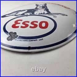 Vintage Esso Gasoline Porcelain Sign Motor Oil Pump Advertising Convex Sign