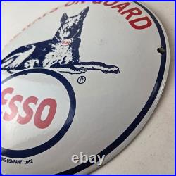 Vintage Esso Gasoline Porcelain Sign Motor Oil Pump Advertising Convex Sign