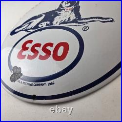 Vintage Esso Gasoline Porcelain Sign Motor Oil Pump Advertising Convex Sign