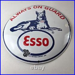 Vintage Esso Gasoline Porcelain Sign Motor Oil Pump Advertising Convex Sign