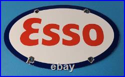 Vintage Esso Gasoline Sign Porcelain Gas Service Station Pump Motor Oil Sign