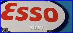 Vintage Esso Gasoline Sign Porcelain Gas Service Station Pump Motor Oil Sign