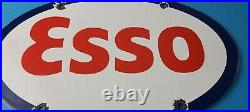 Vintage Esso Gasoline Sign Porcelain Gas Service Station Pump Motor Oil Sign