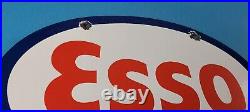 Vintage Esso Gasoline Sign Porcelain Gas Service Station Pump Motor Oil Sign