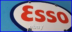 Vintage Esso Gasoline Sign Porcelain Gas Service Station Pump Motor Oil Sign