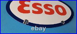 Vintage Esso Gasoline Sign Porcelain Gas Service Station Pump Motor Oil Sign