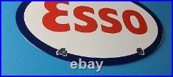 Vintage Esso Gasoline Sign Porcelain Gas Service Station Pump Motor Oil Sign