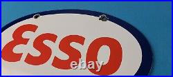 Vintage Esso Gasoline Sign Porcelain Gas Service Station Pump Motor Oil Sign