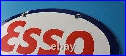 Vintage Esso Gasoline Sign Porcelain Gas Service Station Pump Motor Oil Sign