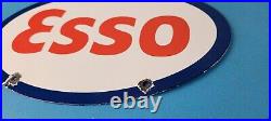 Vintage Esso Gasoline Sign Porcelain Gas Service Station Pump Motor Oil Sign