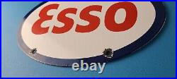 Vintage Esso Gasoline Sign Porcelain Gas Service Station Pump Motor Oil Sign