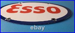 Vintage Esso Gasoline Sign Porcelain Gas Service Station Pump Motor Oil Sign