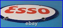 Vintage Esso Gasoline Sign Porcelain Gas Service Station Pump Motor Oil Sign