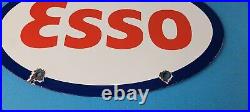 Vintage Esso Gasoline Sign Porcelain Gas Service Station Pump Motor Oil Sign