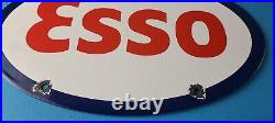 Vintage Esso Gasoline Sign Porcelain Gas Service Station Pump Motor Oil Sign