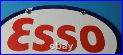 Vintage Esso Gasoline Sign Porcelain Gas Service Station Pump Motor Oil Sign