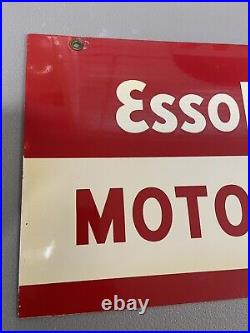 Vintage Esso Lube Motor Oil Sign Gas Original heavy Enamel 10.75x17.5 Glossy
