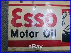 Vintage Esso Motor Oil Double Sided Porcelain Sign