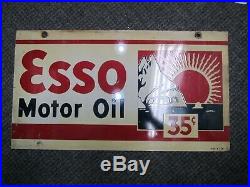 Vintage Esso Motor Oil Double Sided Porcelain Sign