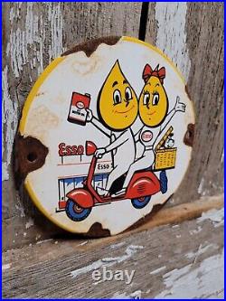 Vintage Esso Motor Oil Porcelain Sign Scooter Cartoon Motorcycle Gas Station 6
