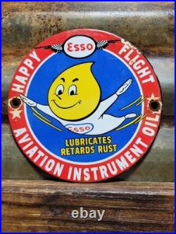 Vintage Esso Porcelain Sign Car Motor Oil Gas Pump Plate Lube Station Service 6