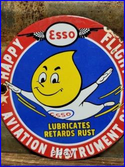 Vintage Esso Porcelain Sign Car Motor Oil Gas Pump Plate Lube Station Service 6
