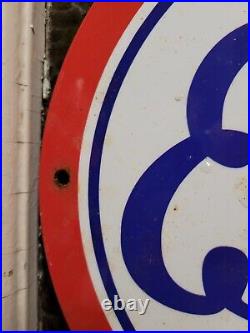 Vintage Esso Porcelain Sign Car Motor Oil Gas Station Service Pump Plate Lube