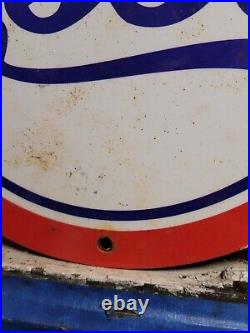 Vintage Esso Porcelain Sign Car Motor Oil Gas Station Service Pump Plate Lube