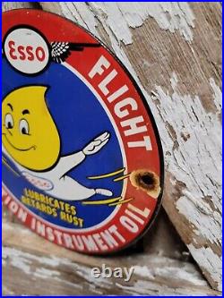 Vintage Esso Porcelain Sign Flying Oil Drop Boy Motor Oil Station Service Garage