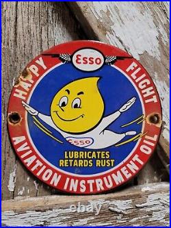 Vintage Esso Porcelain Sign Flying Oil Drop Boy Motor Oil Station Service Garage