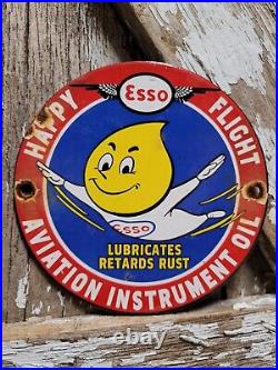 Vintage Esso Porcelain Sign Flying Oil Drop Boy Motor Oil Station Service Garage