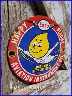 Vintage Esso Porcelain Sign Flying Oil Drop Boy Motor Oil Station Service Garage