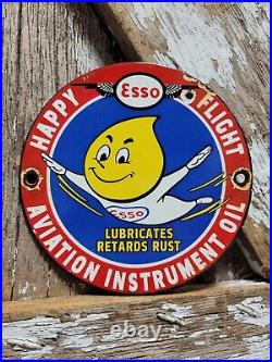 Vintage Esso Porcelain Sign Old 6 Car Truck Motor Oil Gasoline Co. Pump Plate