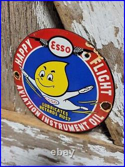 Vintage Esso Porcelain Sign Old 6 Car Truck Motor Oil Gasoline Co. Pump Plate