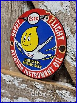 Vintage Esso Porcelain Sign Old 6 Car Truck Motor Oil Gasoline Co. Pump Plate